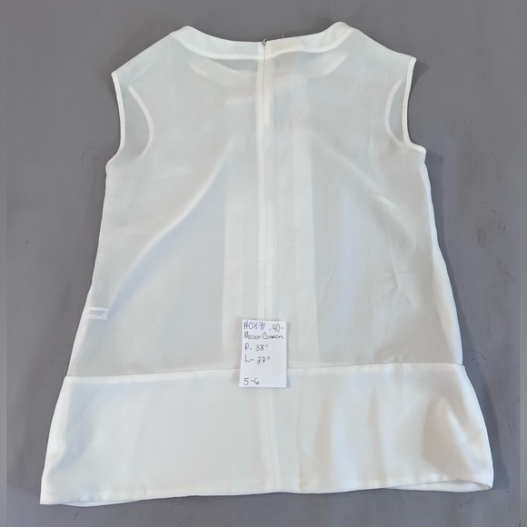 Maison Common Womens Pleated Sleeveless Crew Neck Top Blouse White Size 40 - Picture 11 of 11